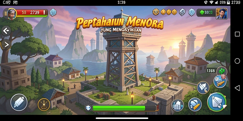 Tangkapan layar menunjukkan gameplay menara pertahanan yang intens dan mendebarkan.