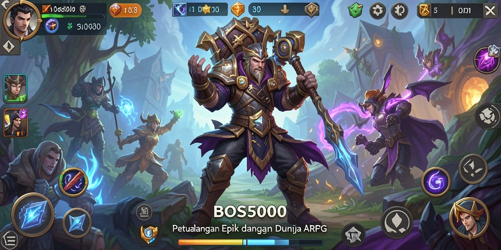 Tangkapan layar menampilkan aksi tempur mendebarkan di BOS5000.