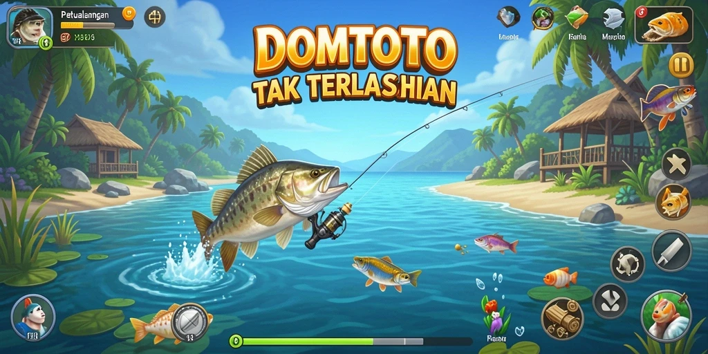 Screenshot menunjukkan aksi memancing seru di lautan.