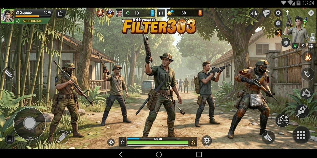 Tampilan utama gameplay FILTER303 yang menampilkan interaksi dan kustomisasi.