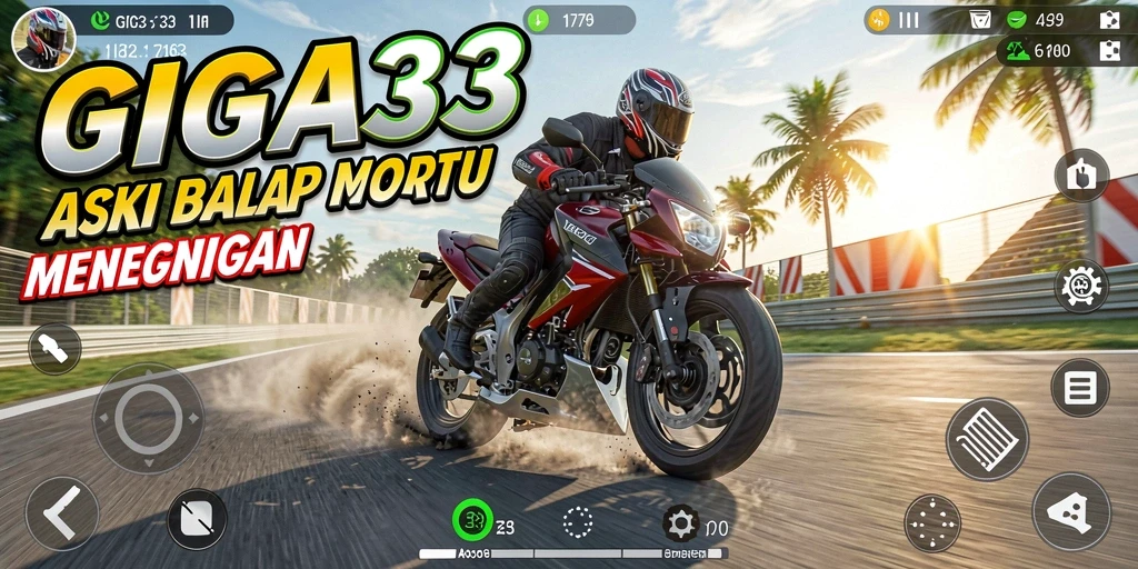 Screenshot GIGA33 menampilkan balapan motor yang seru dan mendebarkan.