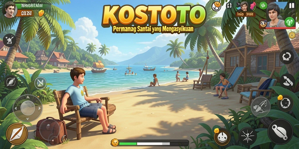 Tampilan gameplay KOSTOTO yang seru dan penuh warna.