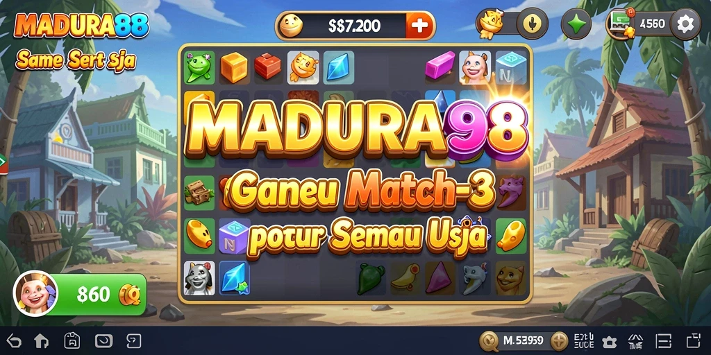 Tampilan gameplay seru dari MADURA88 dengan tantangan Match-3.