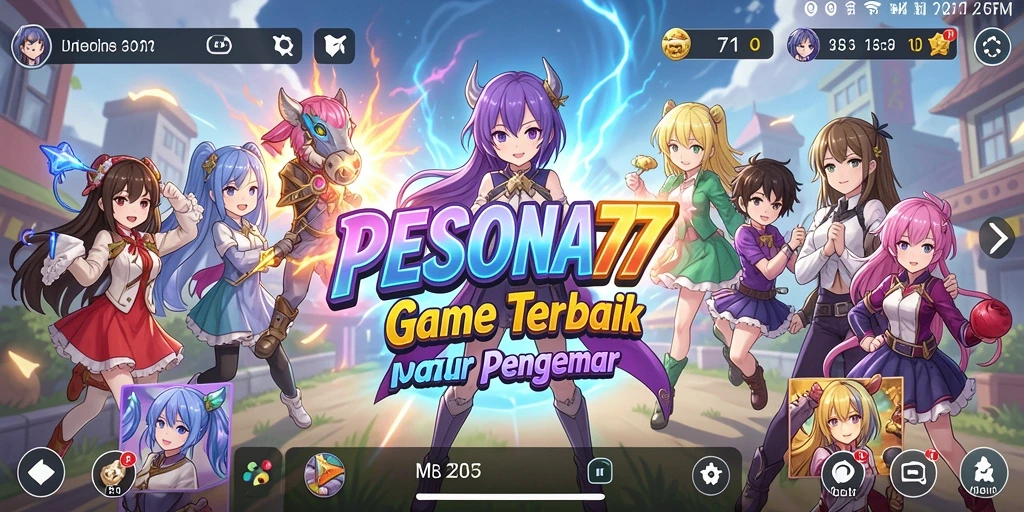 Screenshot gameplay PESONA77 yang penuh aksi dan karakter anime.