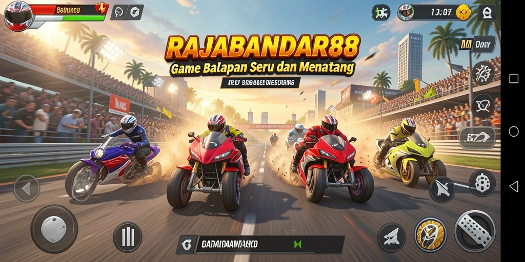 Tampilan gameplay RAJABANDAR88 yang mendebarkan di lintasan balap.