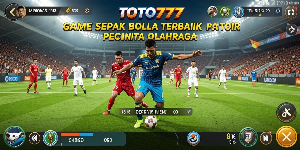 Tampilan gameplay yang mendebarkan dalam TOTO777 dengan aksi sepak bola yang intens.